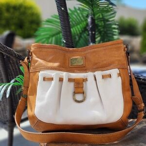 Cole Haan The Sak Tan and White Crossbody Bag with Adjustable Strap